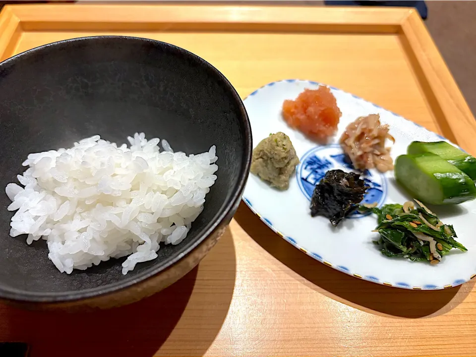 ⑩11月5日・［和食コース］・ご飯とご飯のお供😊✨（カマ焚きでご飯ツヤツヤ❣️）|山勝さん
