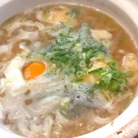 昨日の鍋の残りで🍲鍋焼きうどん| もえさん