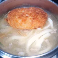 みぞれ仕立てのなめ茸と豚ひき肉入りとろみ付きコロッケうどん| darkbaronさん