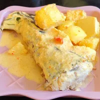 Spicy curry fish with fried potatoes and tofu with rice 😋🍚🐟🍅🍛💯👄🤤spicy|🍒lynnlicious🍒さん