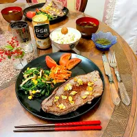 黒毛和牛サーロインステーキ晩御飯|ショコラさん