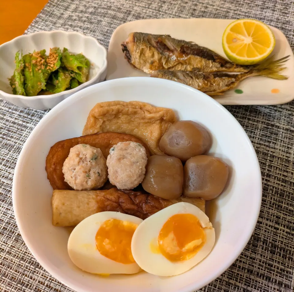 ☆おでん風煮物　☆小アジムニエル　☆ごま和え|chikakoさん