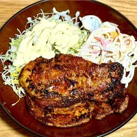 ☆トンテキ ☆スパゲティサラダ ☆サラダ|まぁたんさん