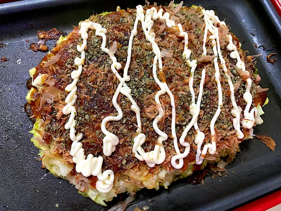 キャベツたっぷりお好み焼き|単身赴任のっちさん