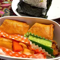 春巻き、れんこん人参きんぴら、きゅうり味噌|おかーたまさん