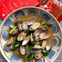 アサリと塌菜のピリ辛生姜味噌炒め