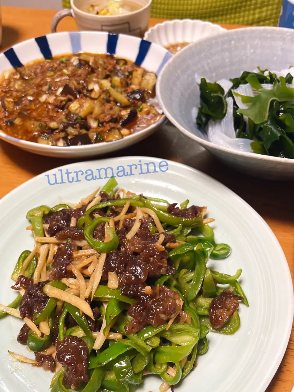 ＊青椒肉絲と麻婆豆腐、おうち中華晩ごはん♪＊|ultramarineさん