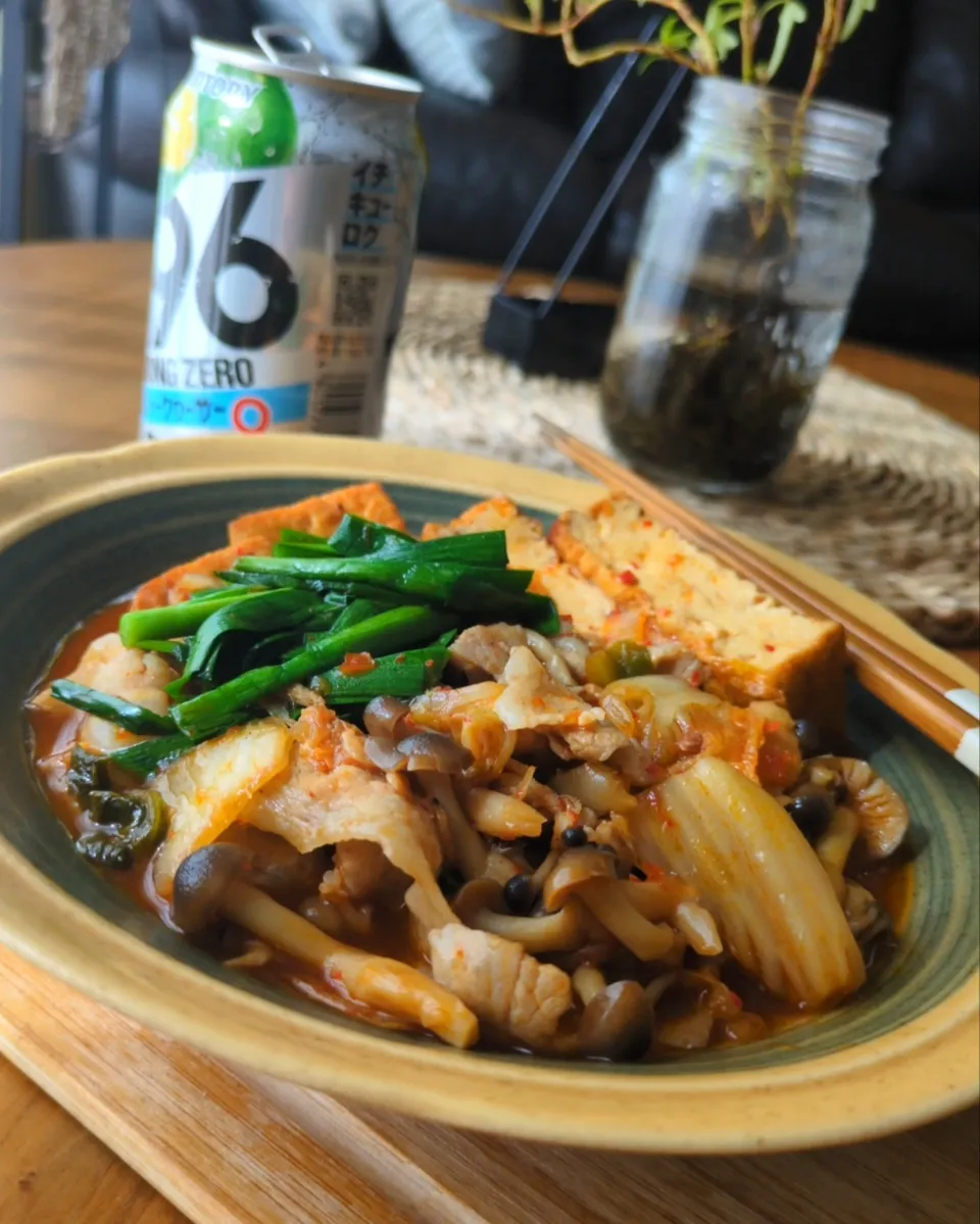 ｷﾑﾁ肉豆腐|まりおさん