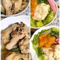 m.rafuさんの料理 柿ジャムソースサラダ、つぶみそマヨ味手羽元蒸し焼き|m.rafuさん