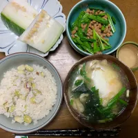 夕食　枝豆🫛炊き込みご飯|ATさん