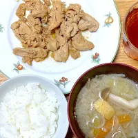 夕飯 豚肉の甘辛焼き|ふわふわさん