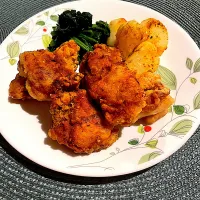 チキン揚げ焼きガーリックレモン風味