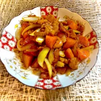 柿と豚肉の炒め物|なか★やまさん