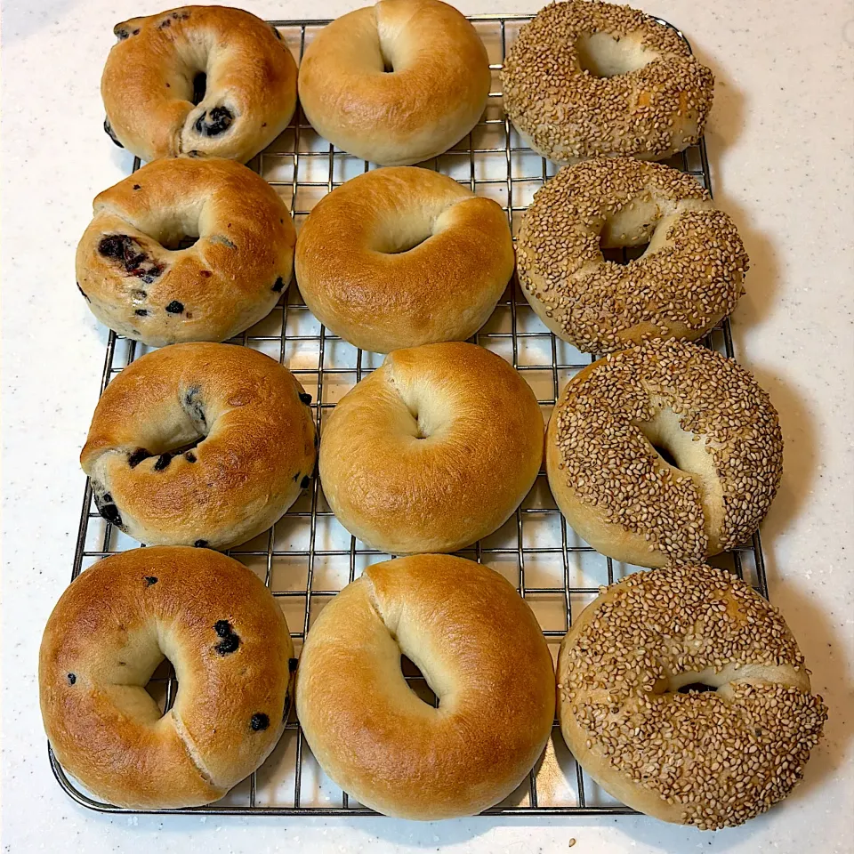 ベーグル（プレーン、セサミ，クランベリー✖️チョコチップ）|ゆきゆきゆっきぃさん