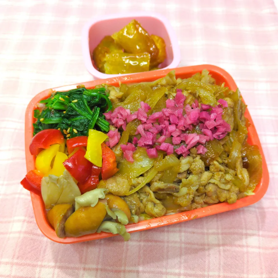 豚こま生姜焼き弁当♥|みちゅあしさん