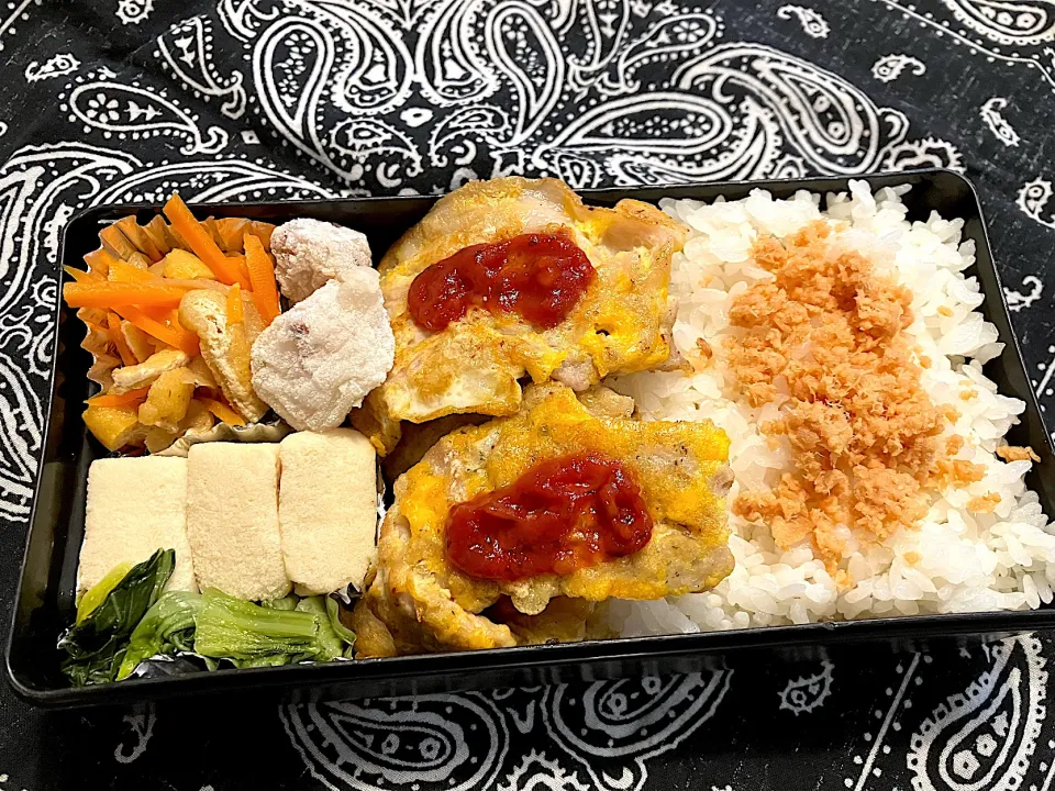 2025.11.8 息子弁当　◎ポークピカタ　◎高野豆腐と青梗菜の荷物　◎切り干し大根|goroさん