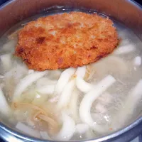 みぞれ仕立てのなめ茸と豚ひき肉入りとろみ付きコロッケうどん|darkbaronさん