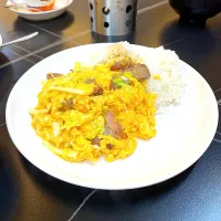 韭黃叉燒炒蛋飯|skyblueさん