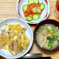 昼食 豚肉の丼物| ふわふわさん