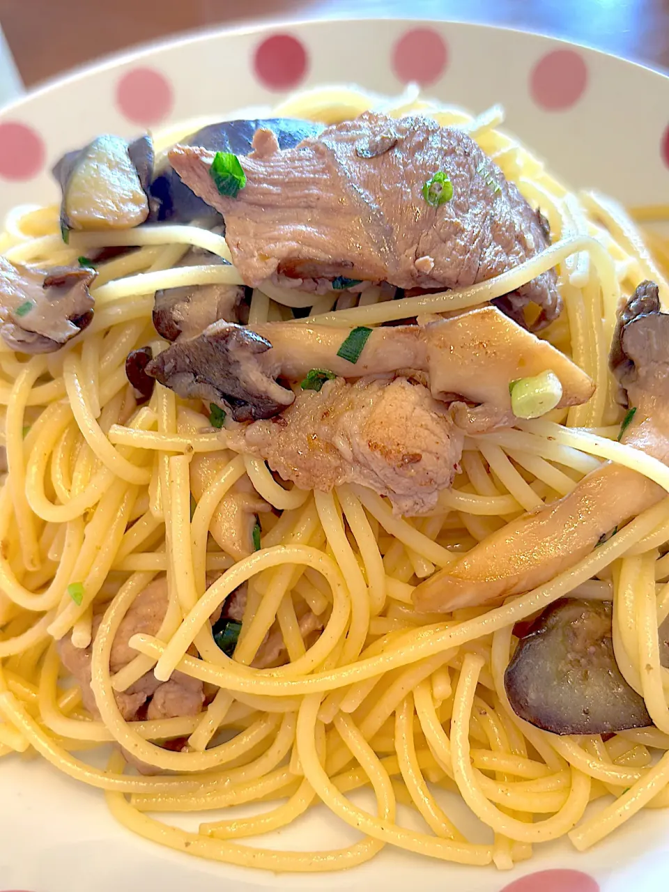 茄子とひらたけと豚こまの和風スパゲティ|masaさん