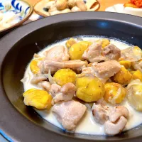 鶏肉と栗の五香粉香るクリーム煮|プーティさん