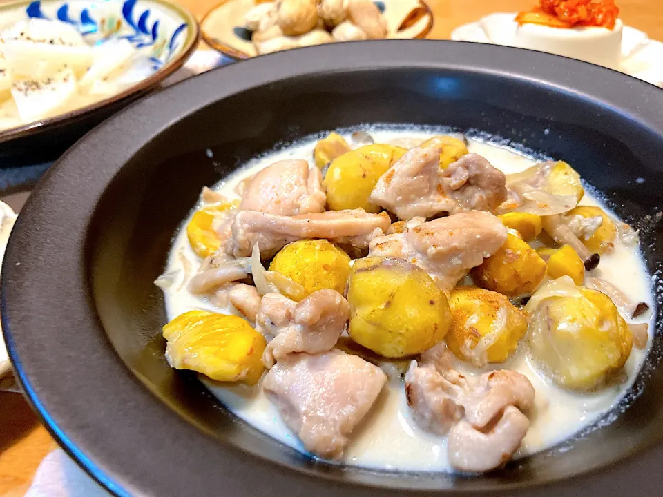 鶏肉と栗の五香粉香るクリーム煮|プーティさん