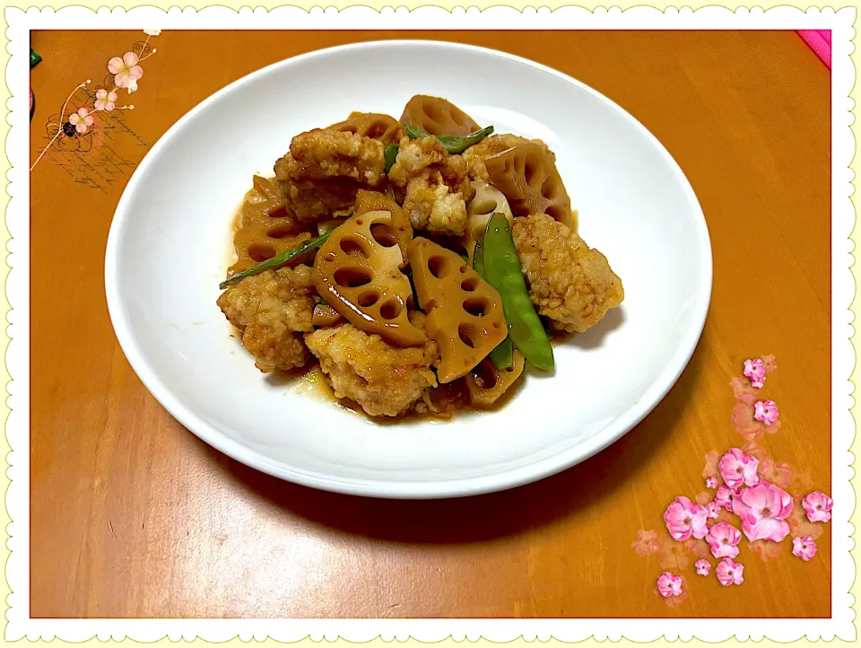 鶏肉とれんこんの甘酢しょうゆ🐔|めっちいさん