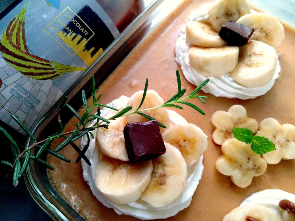 夜9時のチョコバナナリキュール入りプリン|きこりnoteさん