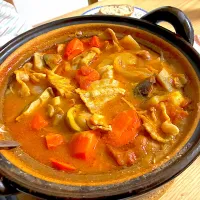 ソーセージと豚バラ肉と根菜のトマト鍋。|くろーぶやんさん