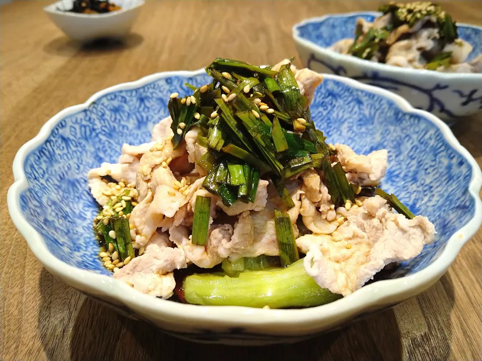 蒸し茄子と豚しゃぶのにら醤油|古尾谷りかこさん