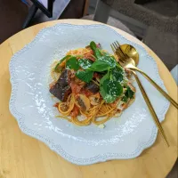 茄子とベーコン、マッシュルームのパスタ| mi_neneco♪さん