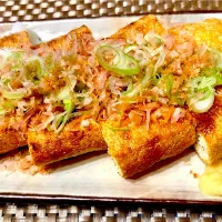 休日の昼呑みおつまみ①板尾揚げ 鰹節お葱まみれ