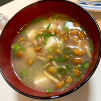 なめこと納豆と豆腐のお味噌汁|Takeshi  Nagakiさん