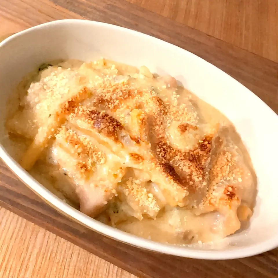 むしょーに食べたくなった　米糀ミルクと粒みそで米粉グラタン♡|チョコさん