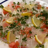 お一人さま、カルパッチョ！どや！|お家でbar!さん