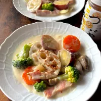 秋野菜のつぶみそクリーム煮