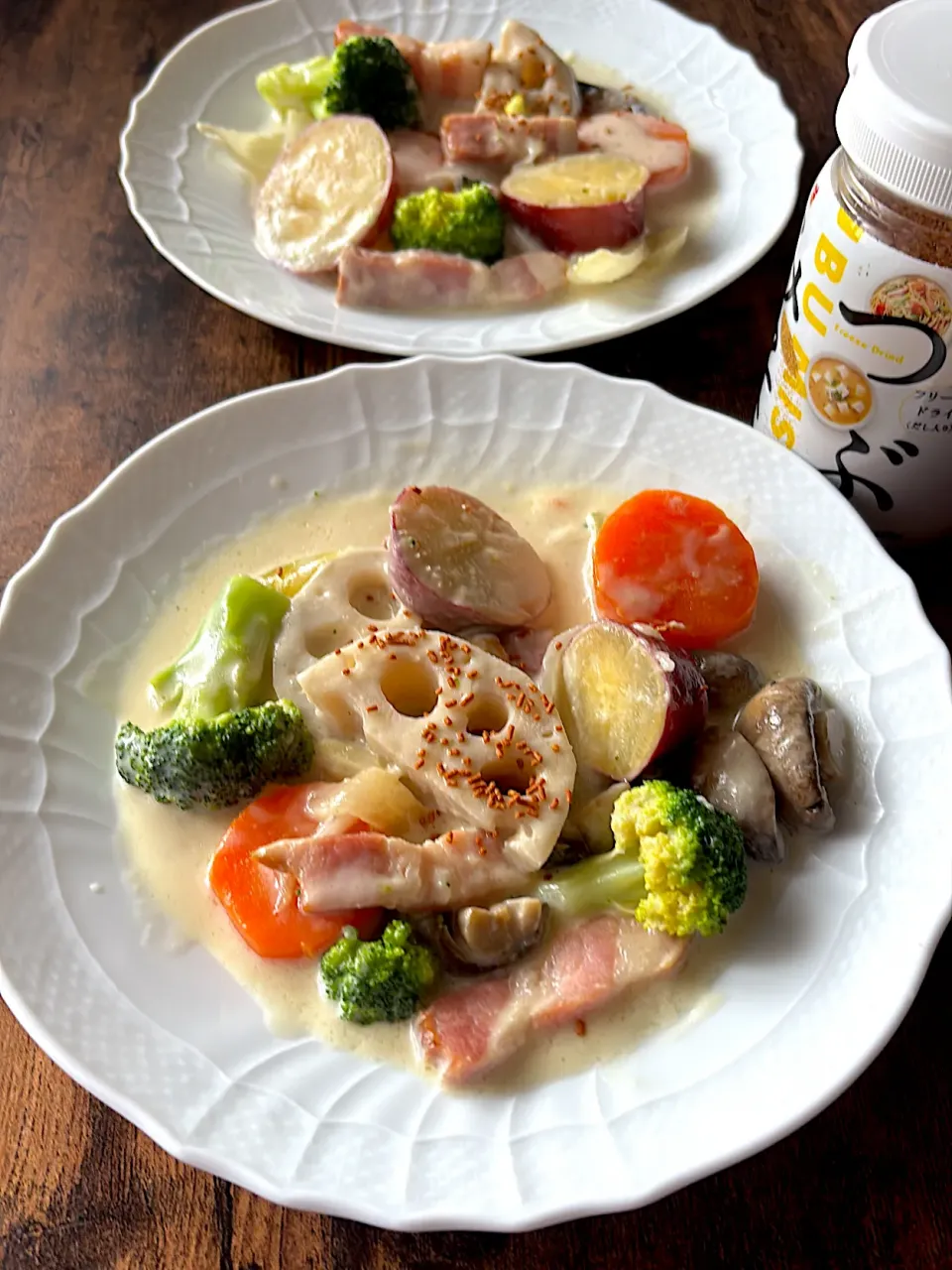 秋野菜のつぶみそクリーム煮|とんちんさん