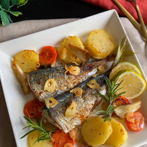 「日清さらっと軽～いオリーブオイル」を使ってみたSnapdishの料理・レシピ写真:アジnoガーリックハーブ焼き