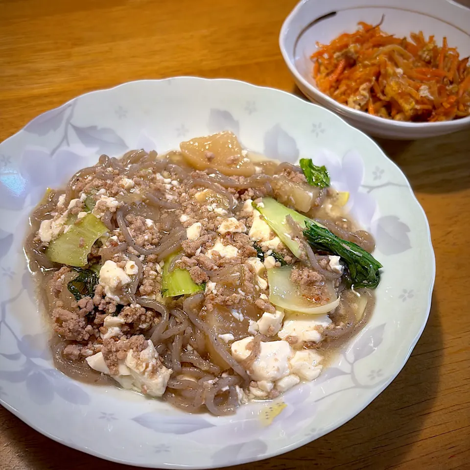 大根そぼろのうま煮と、にんじんしりしり|もえさん