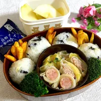 ＊0115. ロールキャベツ＆ソーセージキャベツ🥬娘ちゃんの高校生弁当🍱＊|＊抹茶＊さん