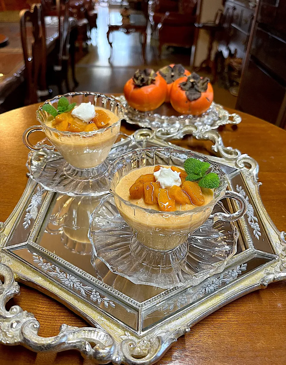 レンチン柿プリン🍮柿コンフィチュール乗せ|henryさん