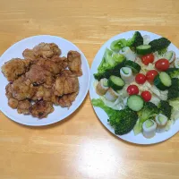 唐揚げとサラダ|ちゃんあやさん