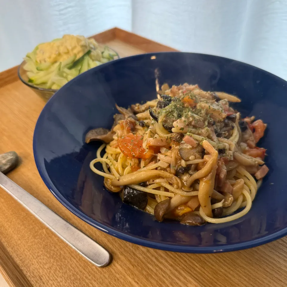 3種のキノコとトマトのパスタ|pontalさん