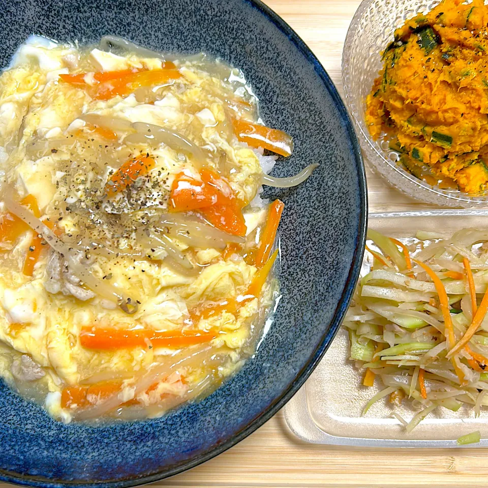#豆腐と玉子の餡かけ丼 #カボチャサラダ #ソムタム|トリさん