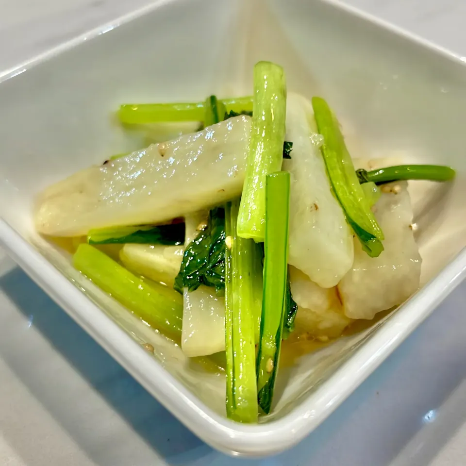 長芋と小松菜の煮浸し|ぎんさん