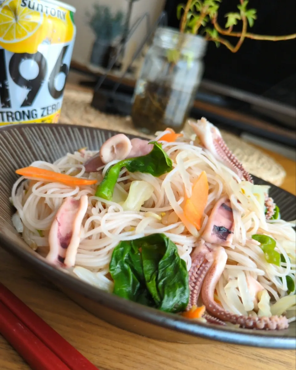 ｲｶ焼きﾋﾞｰﾌﾝ|まりおさん