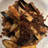 揚げなすとミンチの花山椒の炒め物| かっちさん