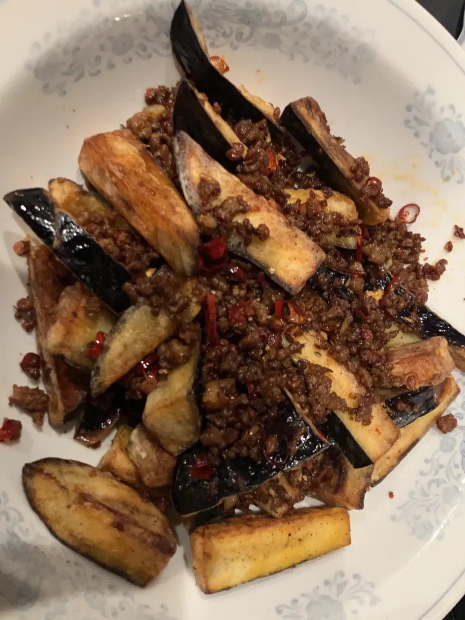 揚げなすとミンチの花山椒の炒め物|かっちさん