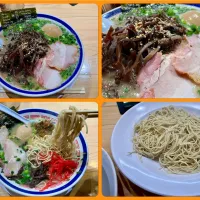 ネギ、キクラゲ、味玉、バリで！　　　　　　　替え玉後は紅生姜、激辛からし高菜を乗っけて|Takeshi  Nagakiさん