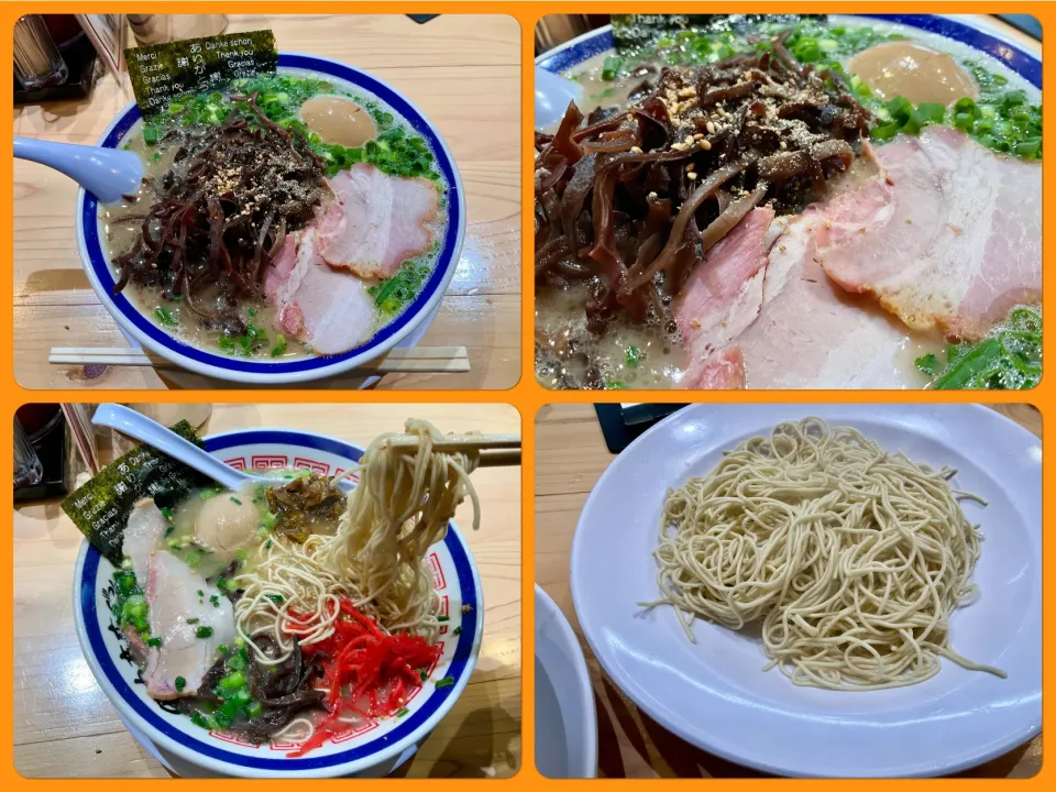 ネギ、キクラゲ、味玉、バリで！　　　　　　　替え玉後は紅生姜、激辛からし高菜を乗っけて|Takeshi  Nagakiさん